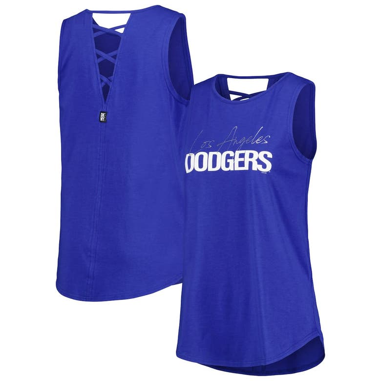 Shop Dkny Sport Royal Los Angeles Dodgers Claire Fashion Tri-blend Tank Top
