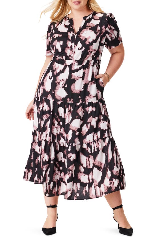 Shop Nic + Zoe Spring Shadow Daydream Midi Dress In Black Multi
