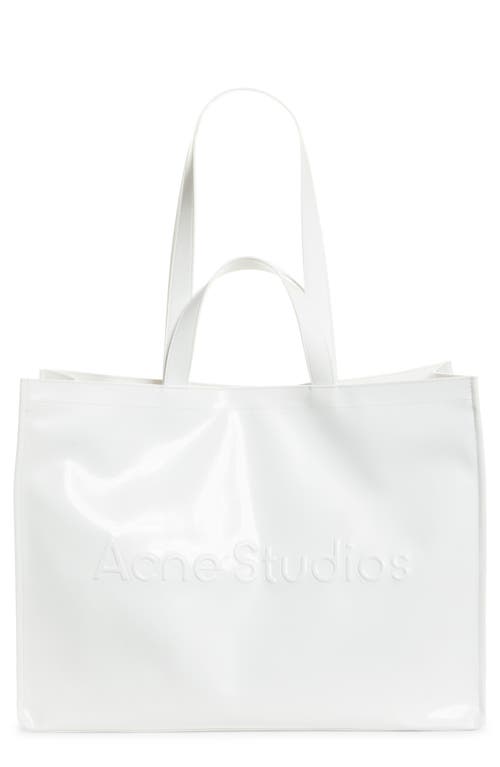 Acne Studios Logo Embossed Faux Leather East/West Tote in White