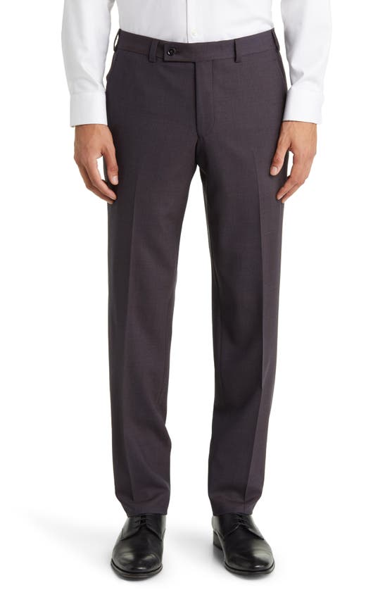 Ted Baker Jerome Soft Constructed Stretch Wool Dress Pants In Berry
