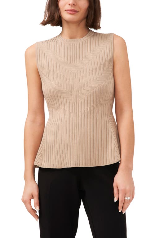 halogen(r) Sleeveless Peplum Sweater in Oxford Tan