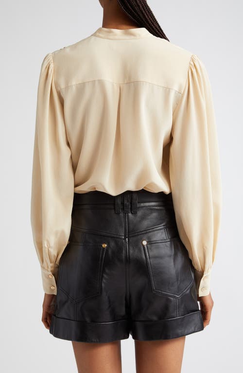 L Agence Mirage Pintuck Silk Shirt In Pebble