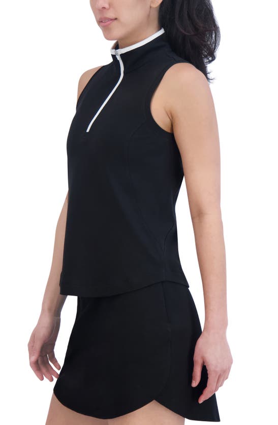Shop Sage Collective Sage Collective Essential Piqué Collared Sleeveless Top In Black
