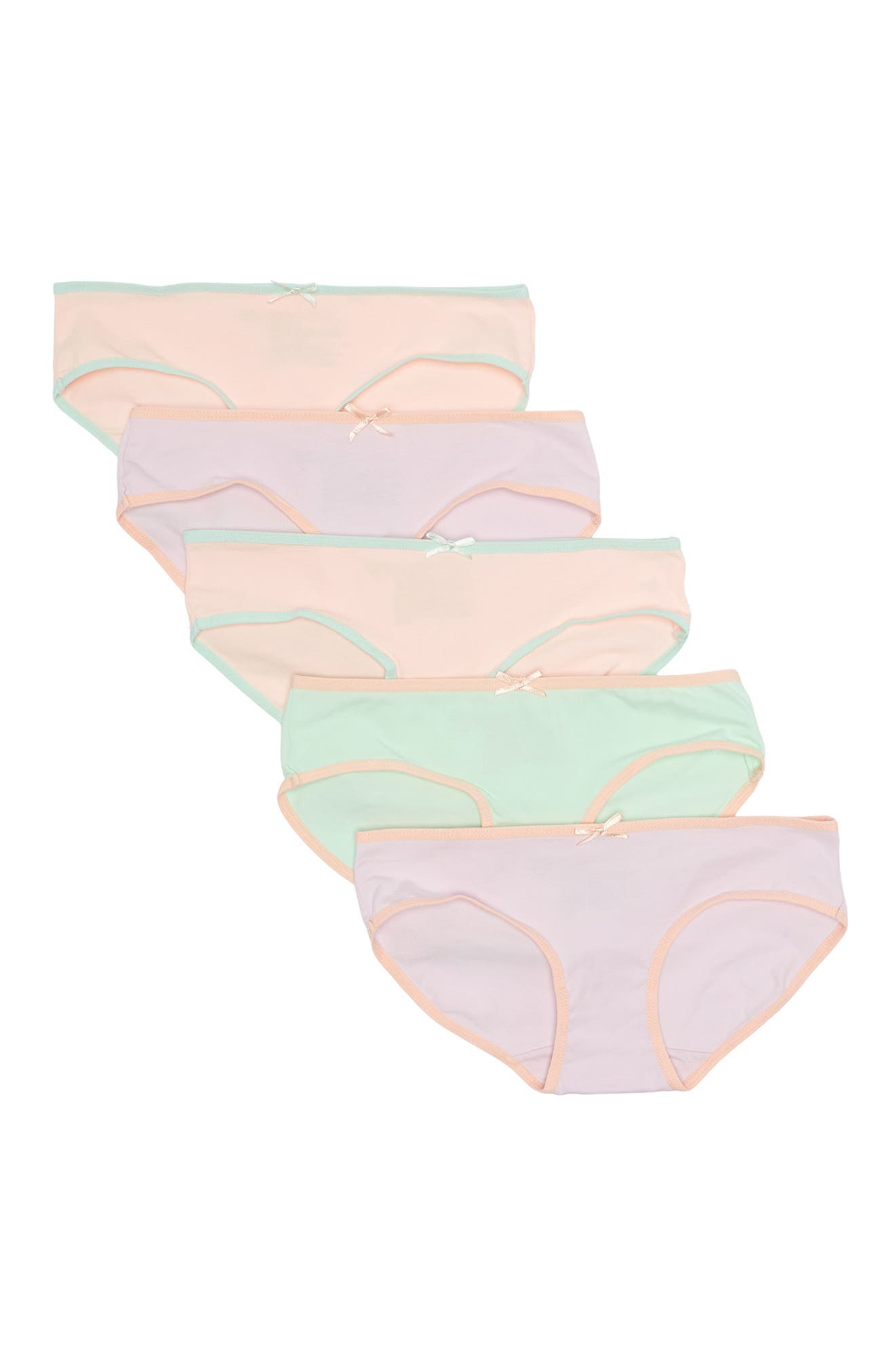 Nordstrom Rack Kids' Hipster Cut Panties In Pretty Pastel Pack