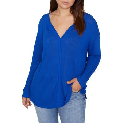 Plus Size Sanctuary Elina Split Neck Long Sleeve Tee