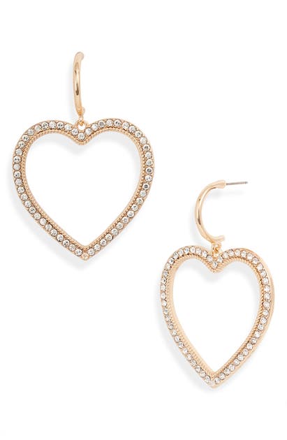 Click to view more detailed imagery on our partner's website Rachel Parcell Pave Heart Drop Earrings (nordstrom Exclusive) In Clear- Gold