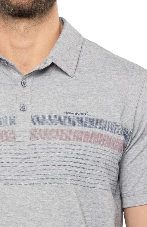 Travismathew Captain's Table Stripe Piqué Polo In Heather Med Grey