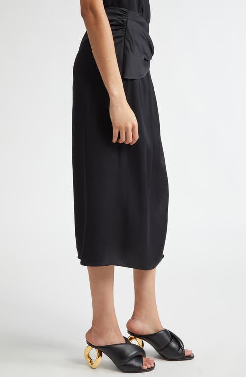 JW ANDERSON JW ANDERSON TWIST WAIST SATIN MIDI SKIRT 