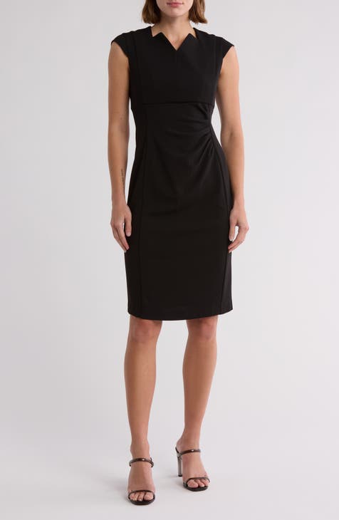 Split Neck Ruched Sheath Dress