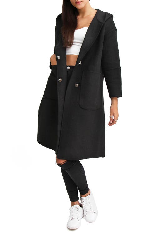 Shop Belle & Bloom Walk This Way Wool Blend Oversized Coat In Pure Black