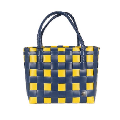 Shop Handed By Paris Spirit Recycled Tote Bags In Blue/maize Classic Weave