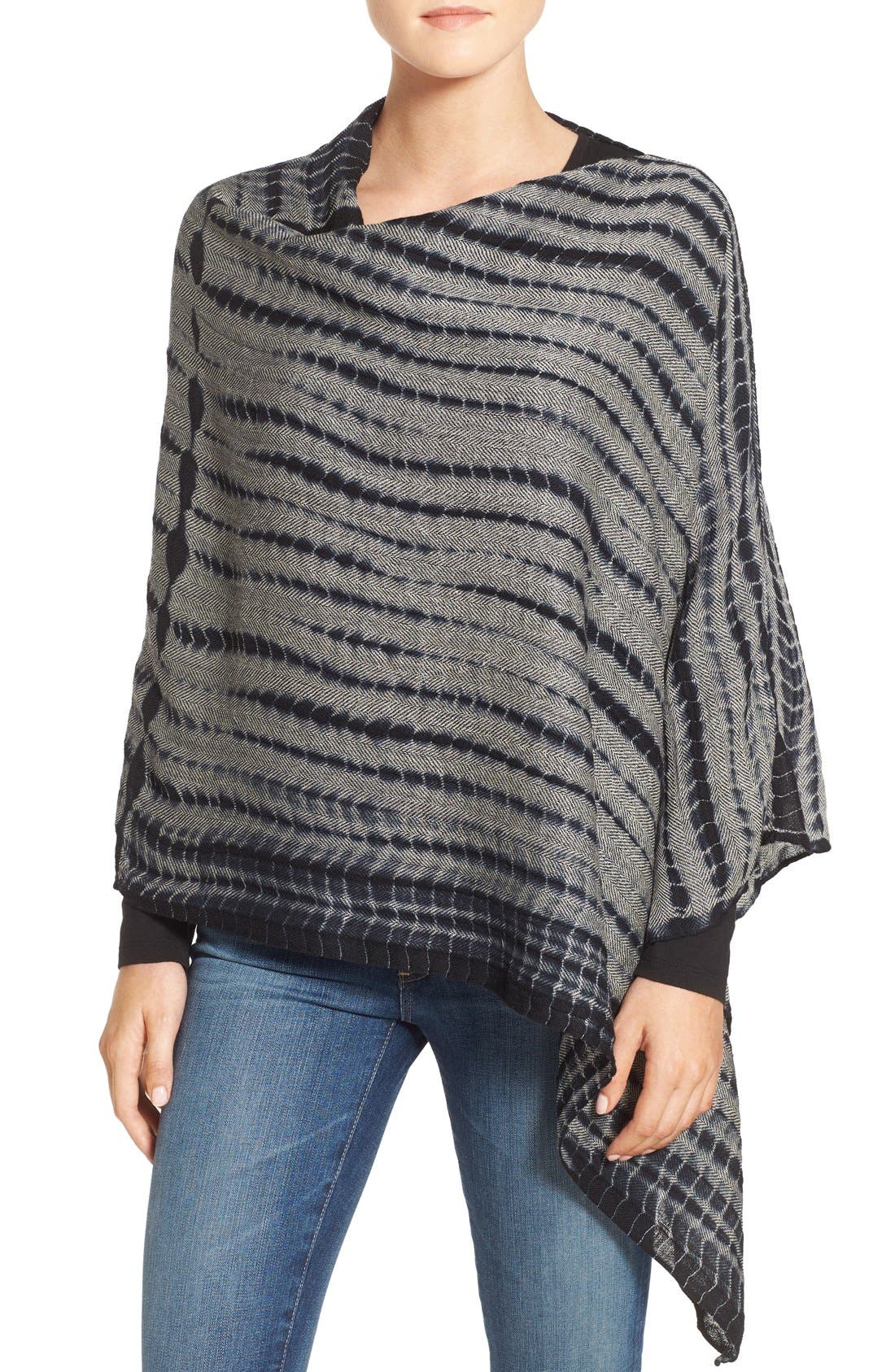 Eileen Fisher Wool Shibori Herringbone Poncho Nordstrom