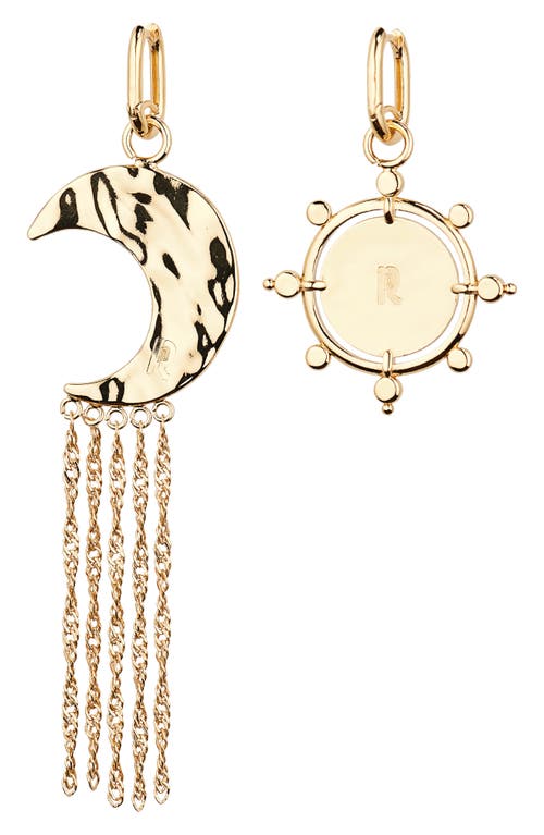 Shop Rabanne Sun & Moon Mismatched Drop Earrings In Gold