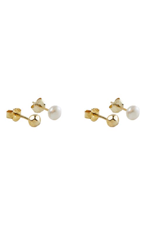 Argento Vivo Sterling Silver Mismatched Stud Earrings in Gold at Nordstrom