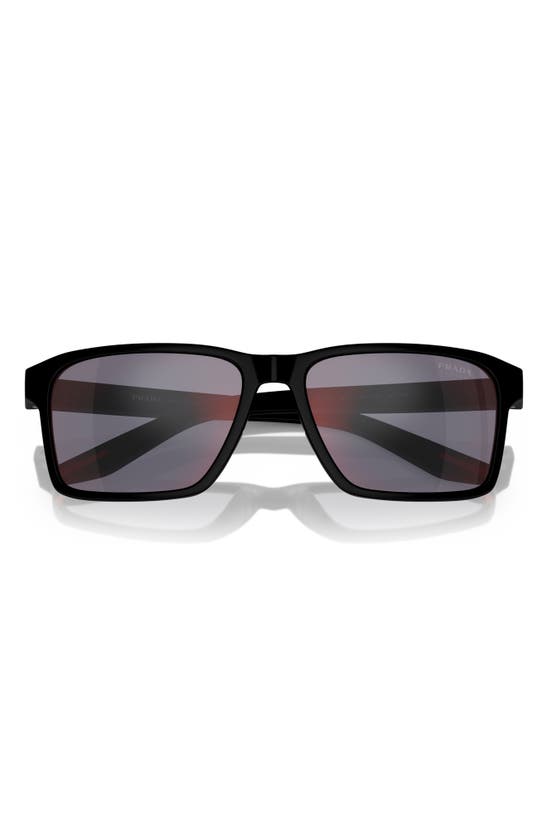 Prada 58mm Rectangular Sunglasses In Matte Black