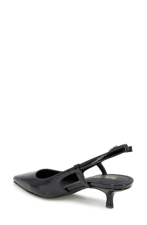 Reaction Kenneth Cole Maggie Kitten Heel Slingback Pump In Black Crinkle Patent