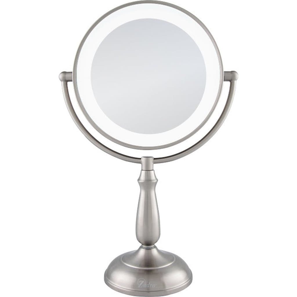 Zadro Lighted Makeup Mirror With 10x/1x Magnification & Touch Base Controls In Satin Nickel