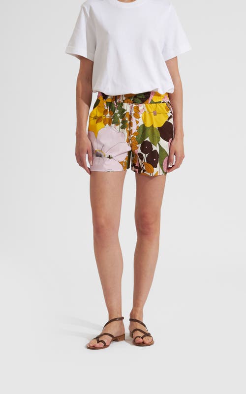 Shop La Doublej Pull-up Shorts Pineapple Sunflower White