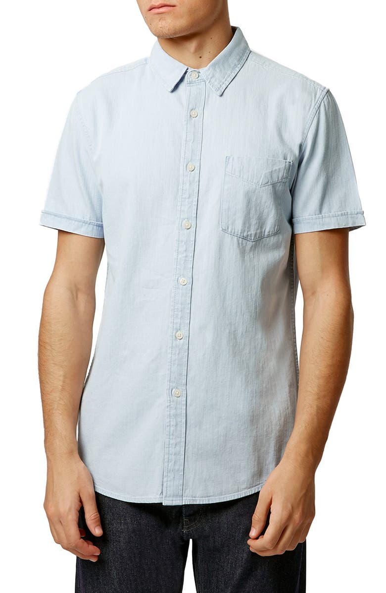 Topman Short Sleeve Denim Shirt | Nordstrom