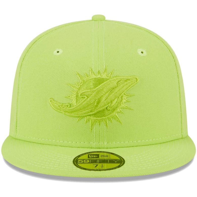 New Era Neon Green Miami Dolphins Color Pack Brights 59fifty Fitted Hat ...