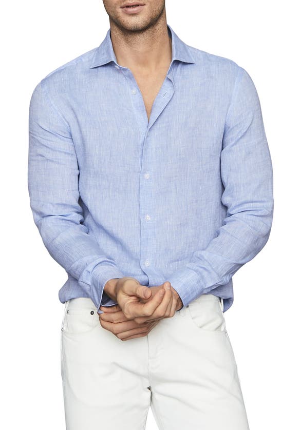 REISS RUBAN SLIM FIT BUTTON-UP SLUB LINEN SHIRT,32603233