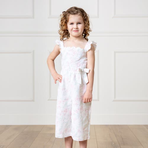 Shop Hope & Henry Girls' Scallop Edge Tie-waist Jumpsuit, Kids In Easter Toile