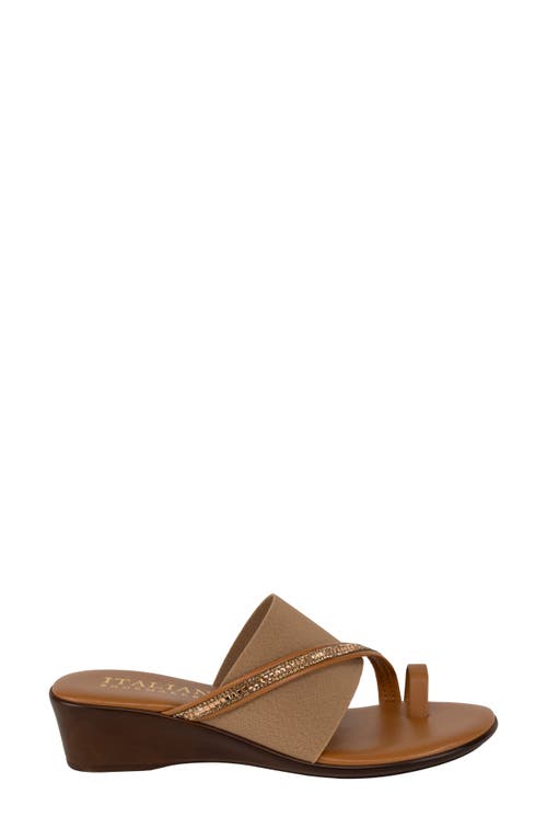 Italian Shoemakers Sianni Wedge Sandal In Tan