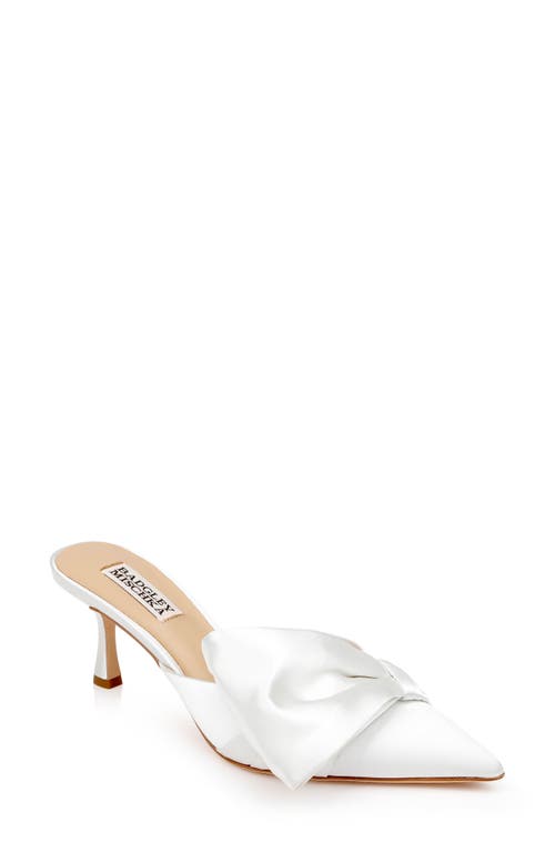 Shop Badgley Mischka Collection Alaya Pointed Toe Mule In White Satin