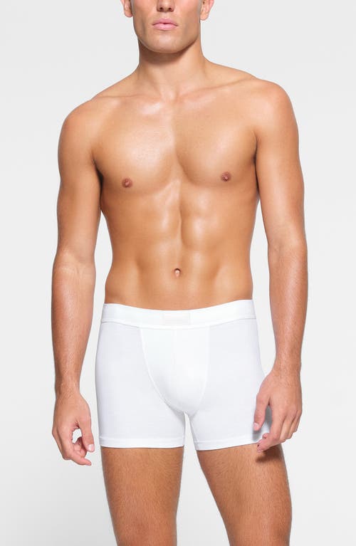 Shop Skims 3-pack 3-inch Cotton & Modal Blend Boxer Briefs In Chalk