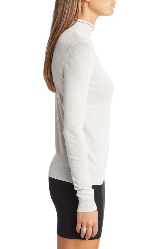 Open Edit Sparkle Turtleneck Sweater In Grey Moonbeam- Silver
