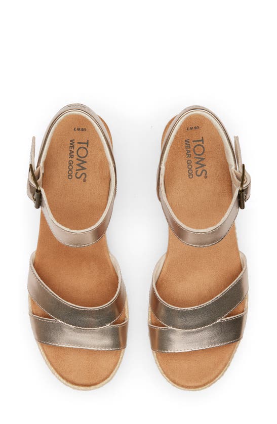 Shop Toms Audrey Ankle Strap Espadrille Platform Wedge Sandal In Gold