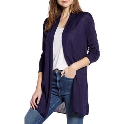 Ceny Long Open Front Cardigan, Blue