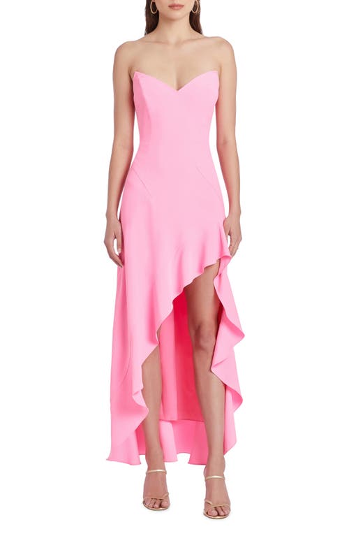 Amanda Uprichard Symone Strapless High-Low Gown in Shocking Pink