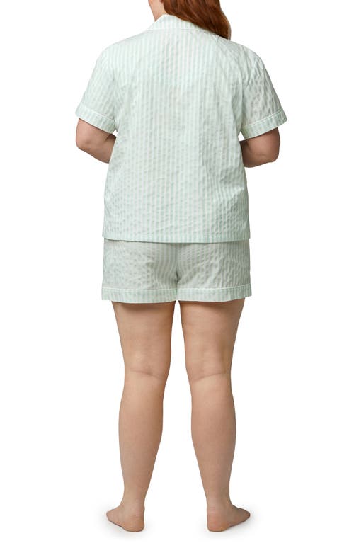 Shop Bedhead Pajamas 3d Stripe Organic Cotton Sateen Short Pajamas In Mint 3d Stripe