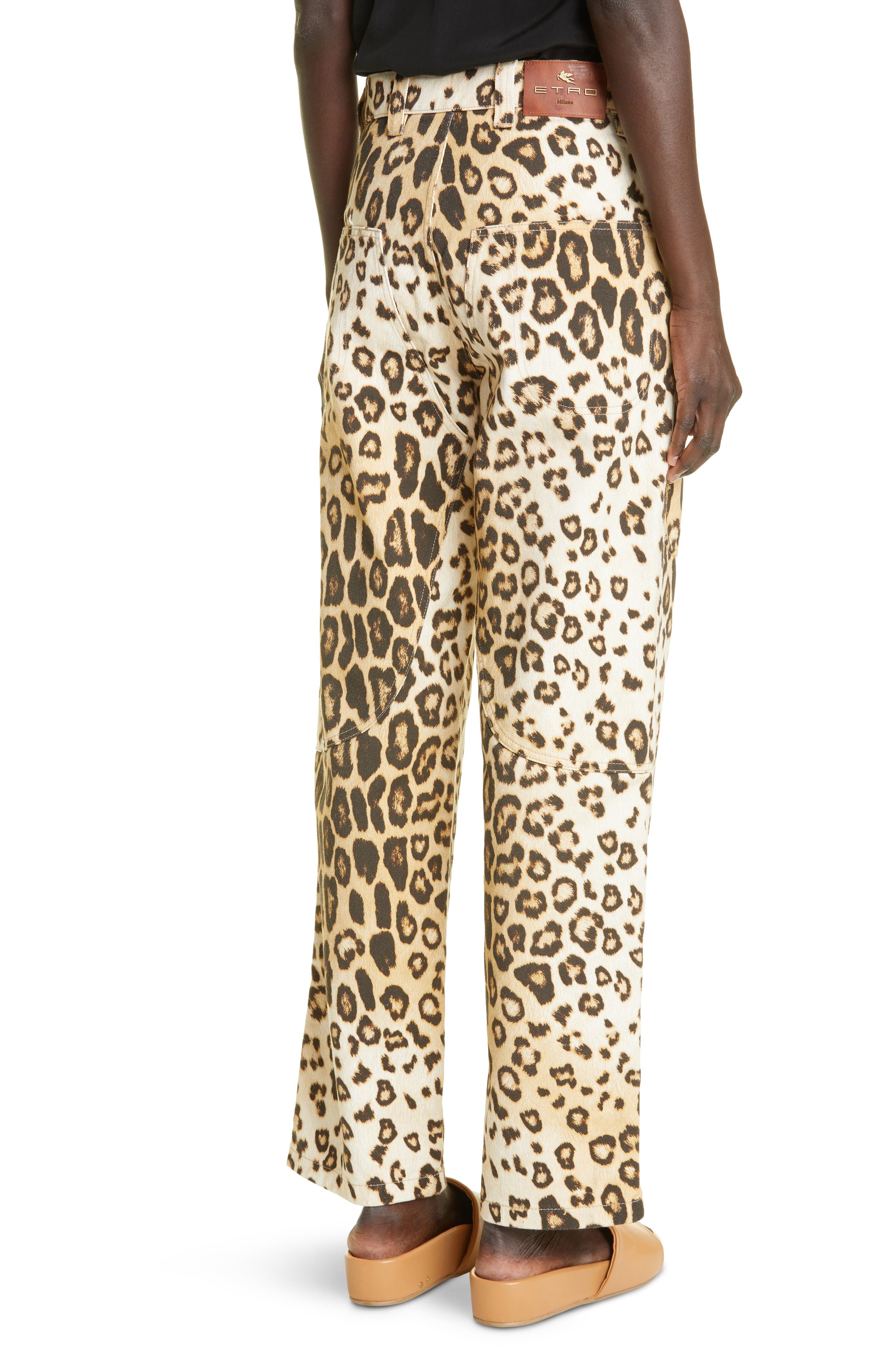 Etro Gibson Leopard Print Straight Leg 