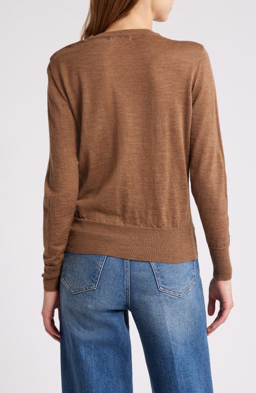 Shop Sessun Sessùn Amor Shoulder Button Wool Crewneck Sweater In Amor-camel