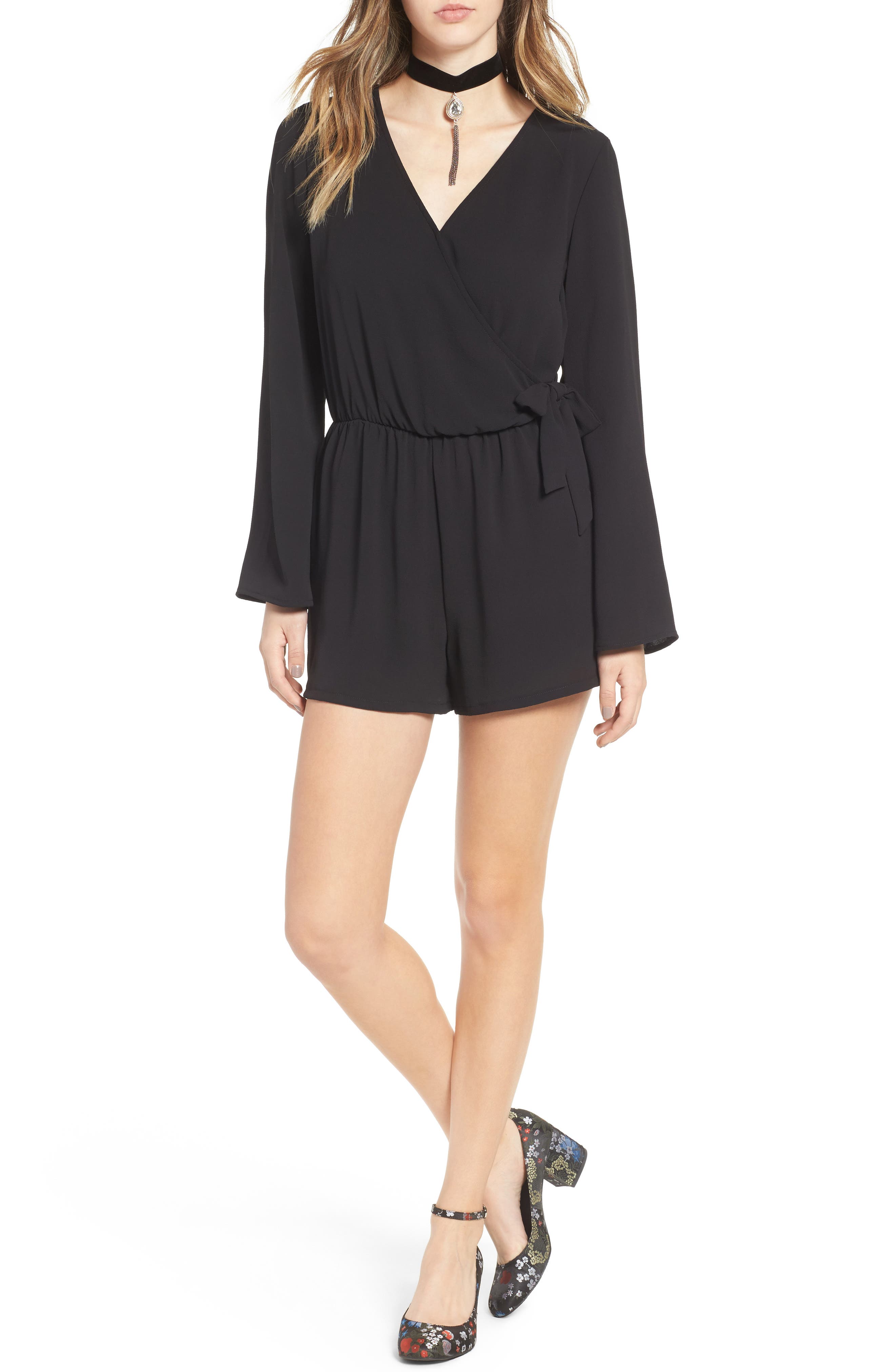 Mimi Chica Wrap Front Romper Nordstrom