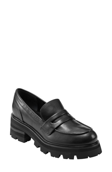 Women's Chain Decor Platform Loafers, Fashion Slip On Shoes, Comfortable  Faux Leather Shoes