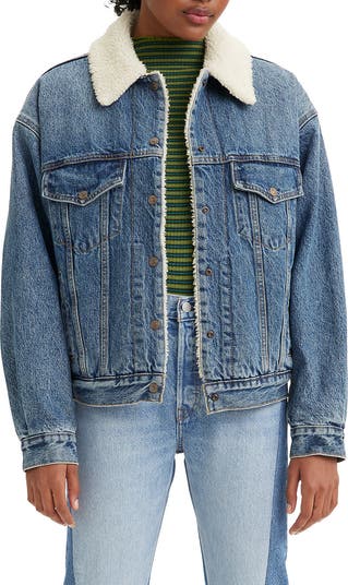 Pile collar best sale denim jacket