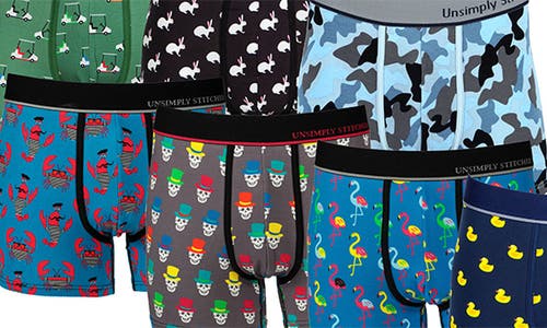 Unsimply Stitched Boxer Trunk 7 Pack In Blue Multi