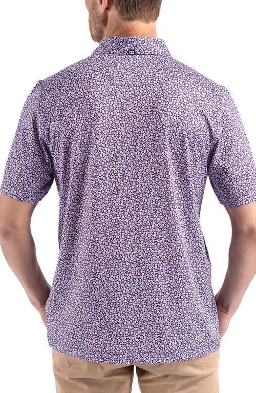 Cutter & Buck Pike Flora Print Polo In College Purple