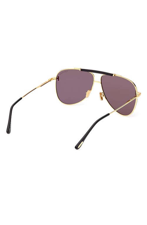 Shop Tom Ford Brady 60mm Pilot Sunglasses In Shiny Deep Gold/smoke