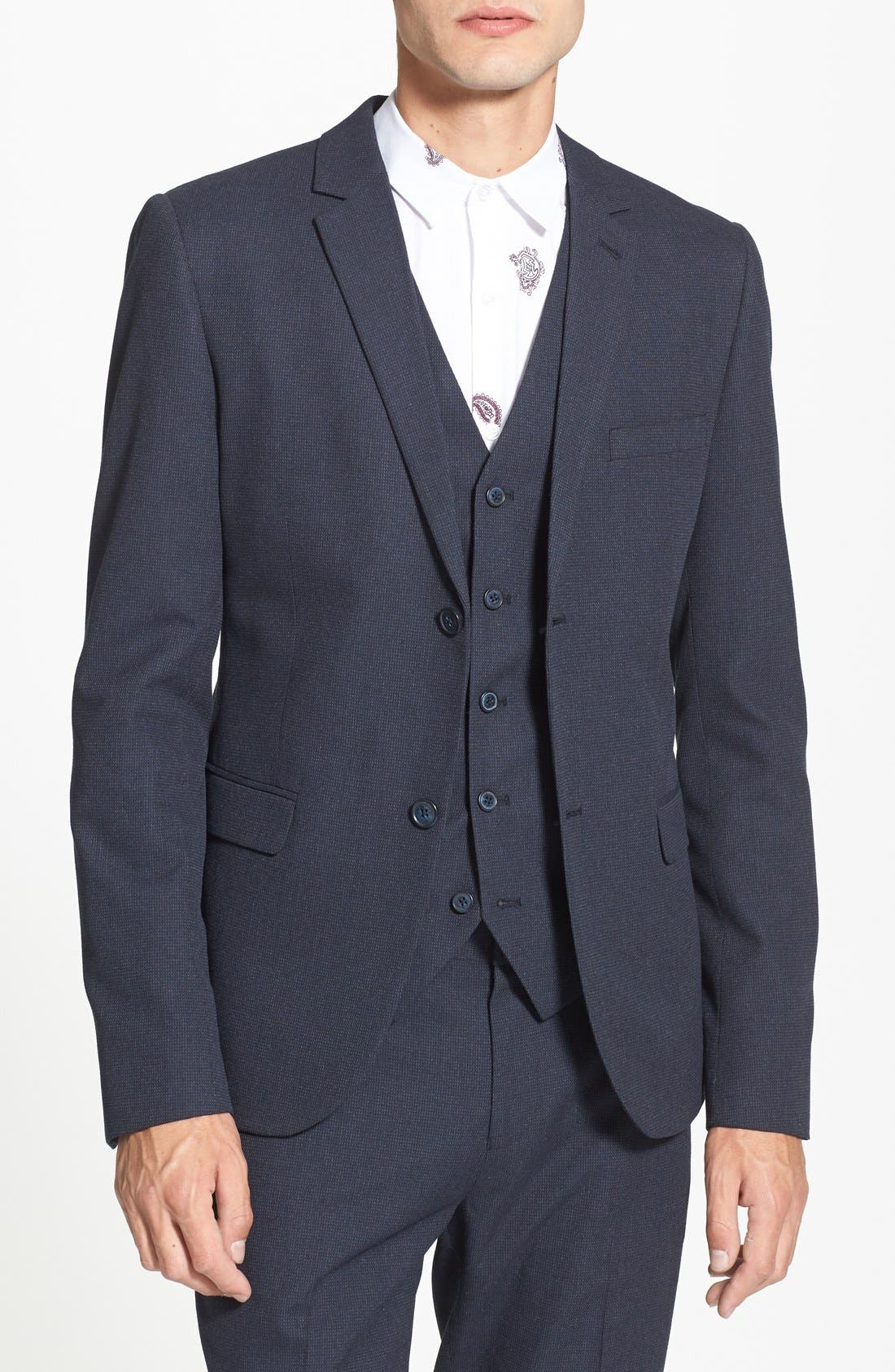 Topman Navy Pin Dot Skinny Fit Suit Jacket Nordstrom