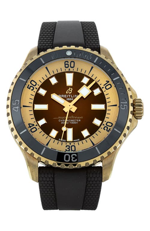 Shop Watchfinder & Co. Breitling  Superocean Automatic 44 N17376 Rubber Strap Watch, 44mm In Black/gold