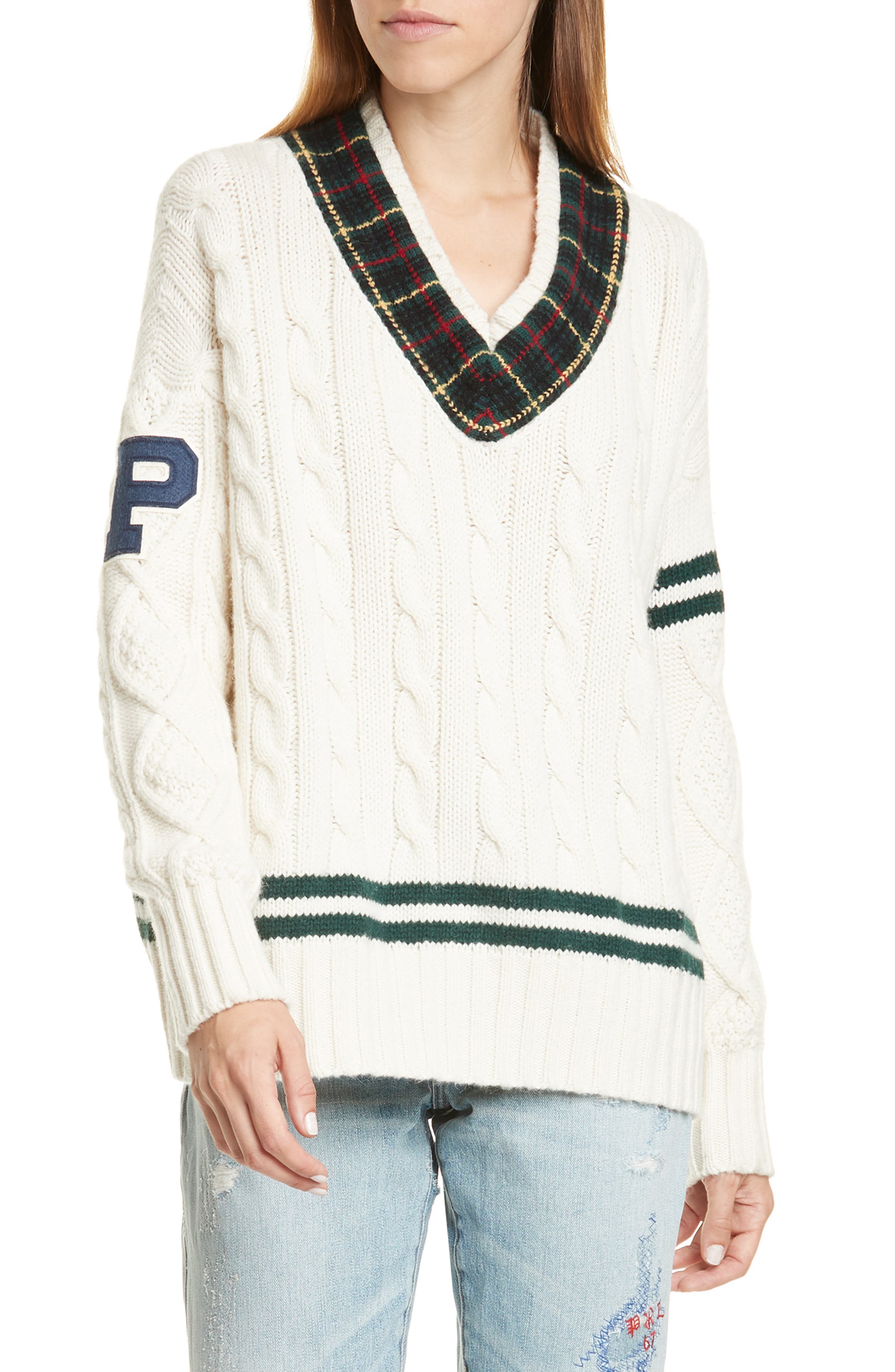 polo letterman sweater