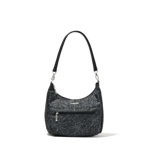 Baggallini Modern Pocket Half Moon Shoulder Bag In Midnight Blossom