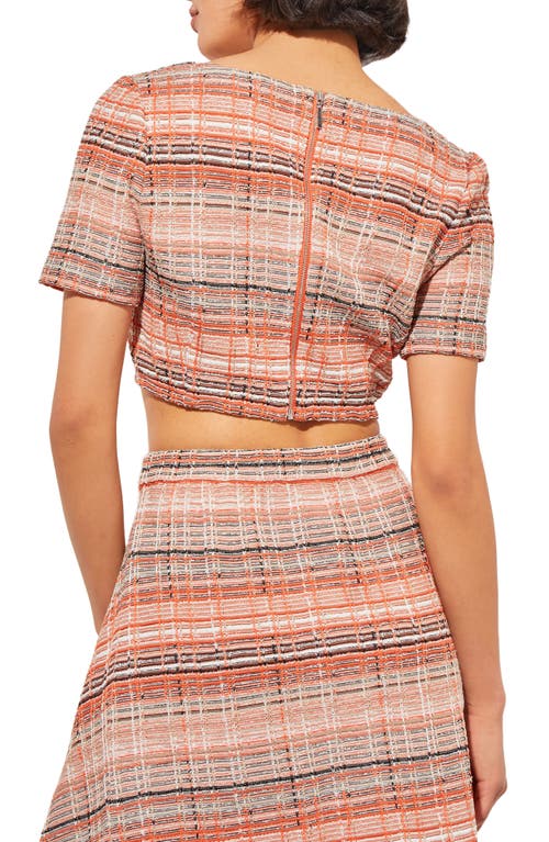 Ming Wang Tweed Handkerchief Hem Knit Skirt In Verm/jav/mul