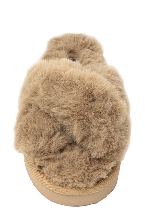 Shop Minnetonka Teddy 3 Faux Fur Slipper In Taupe