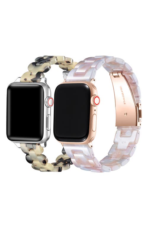 Shop The Posh Tech 2-pack Resin Apple Watch® Watchbands In Light Natural Tortoise/blush