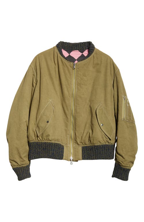 Seed Reversible Organic Cotton Bomber Jacket in Olive Wonky-Wear